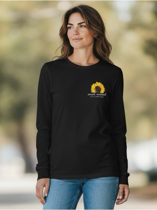 Simply Southern Tops - Simply Southern Black Long-Sleeve Tee with Yellow Sunflower Chest Graphic
